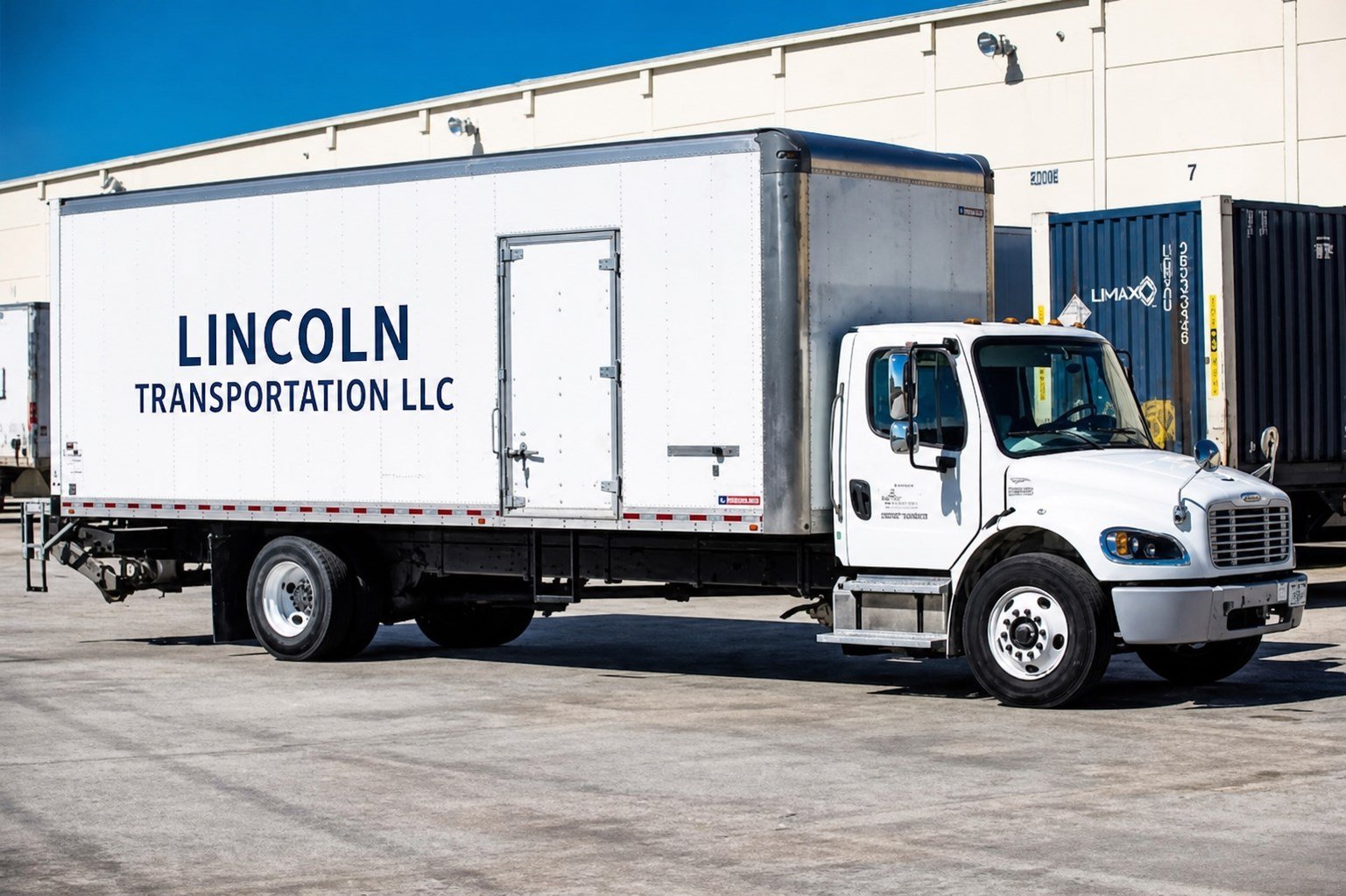 Lincoln Transportation freight truck at a logistics facility