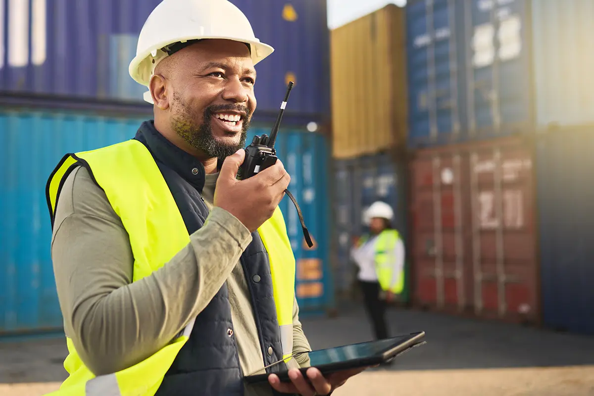 Logistics professional coordinating a transportation route